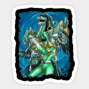 Green Power Ranger and Dragonzord Sticker